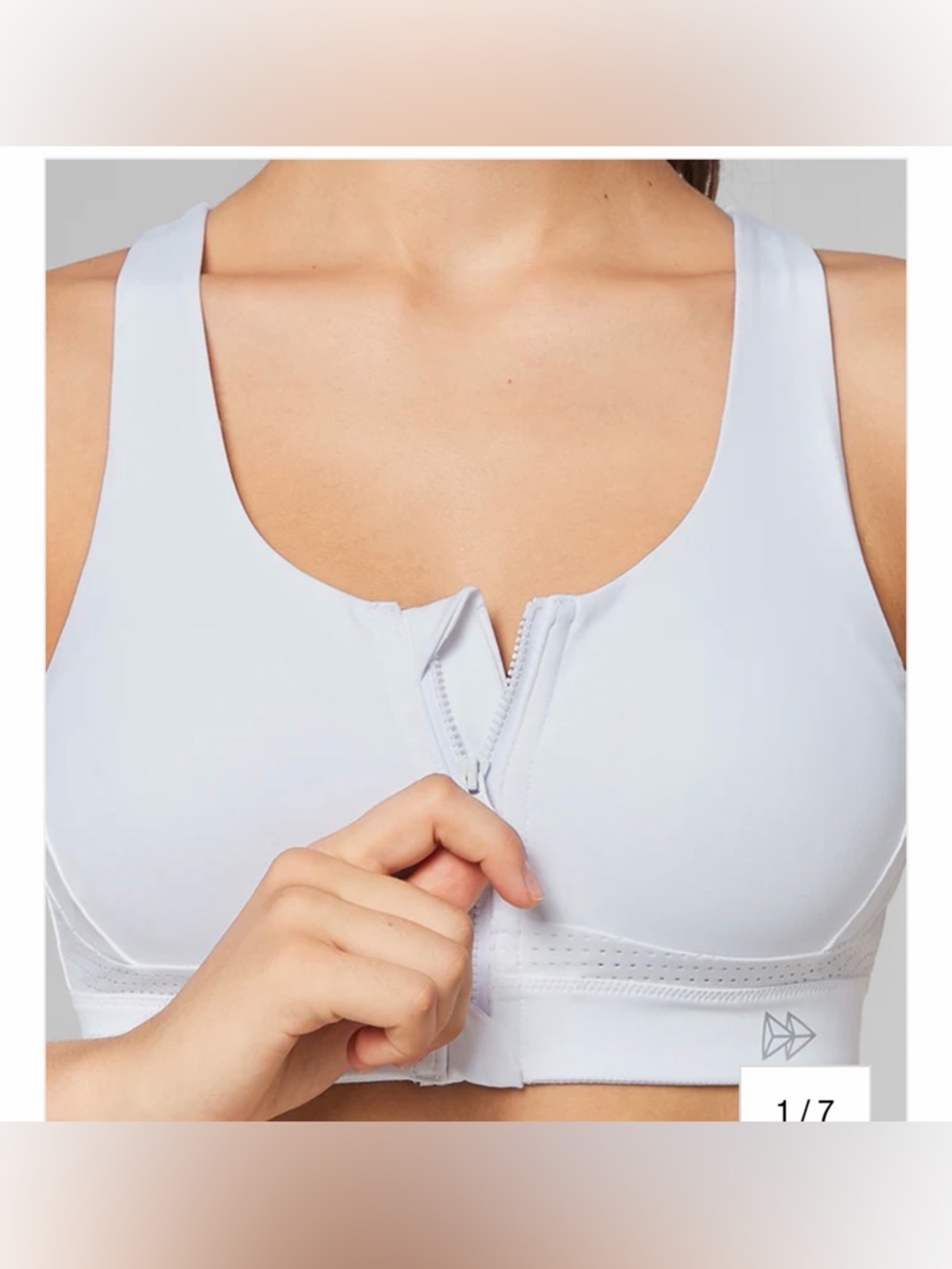 Front-Zip Support Sports Bra - White